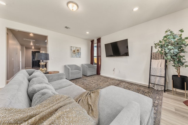 living room featuring light hardwood / wood-style flooring