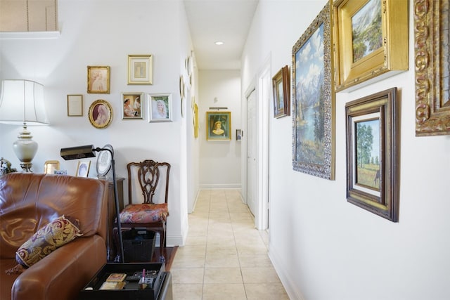 hallway featuring light tile patterned floors