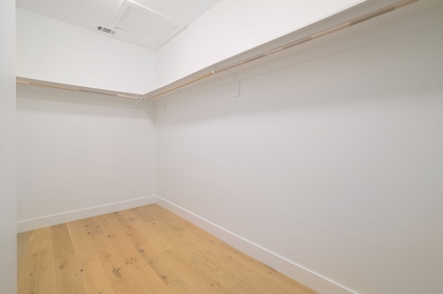 walk in closet with hardwood / wood-style flooring