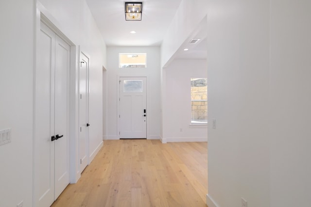 entryway with light wood-type flooring