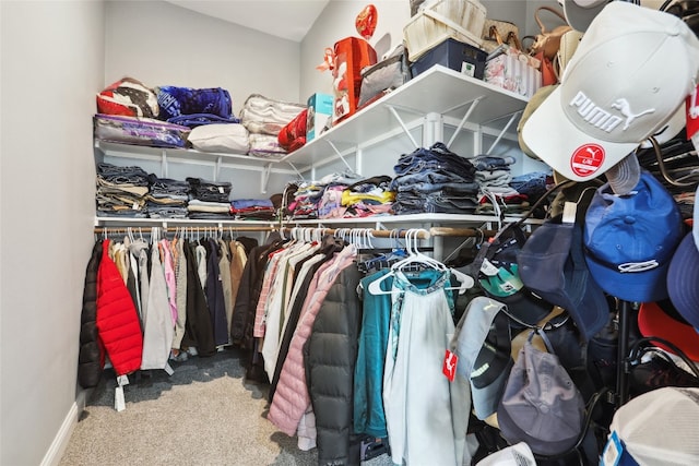 spacious closet with carpet floors