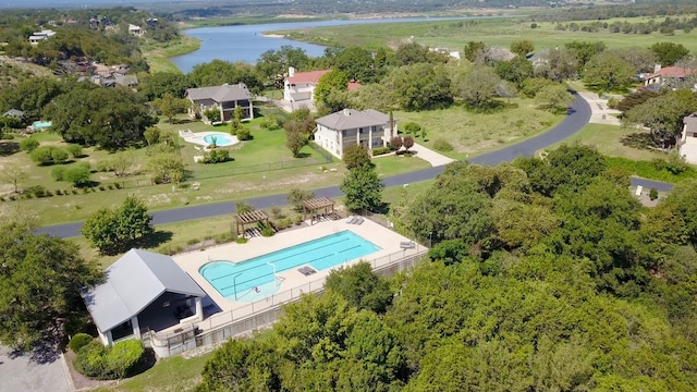 bird's eye view featuring a water view