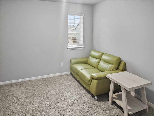 living area with light carpet