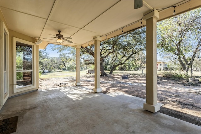 view of patio / terrace featuring ceiling fan