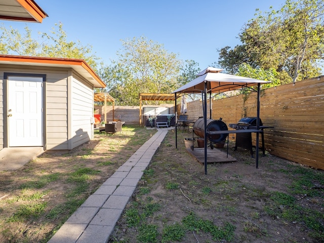 view of yard with a gazebo