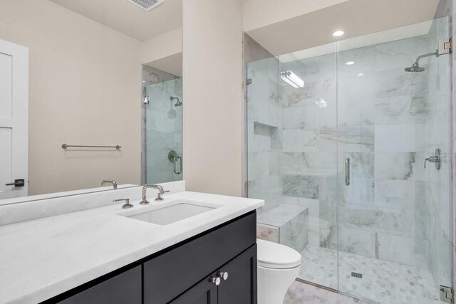 4312 Amarra Dr, Austin, TX 78735 - bathroom featuring toilet, vanity, and a shower stall