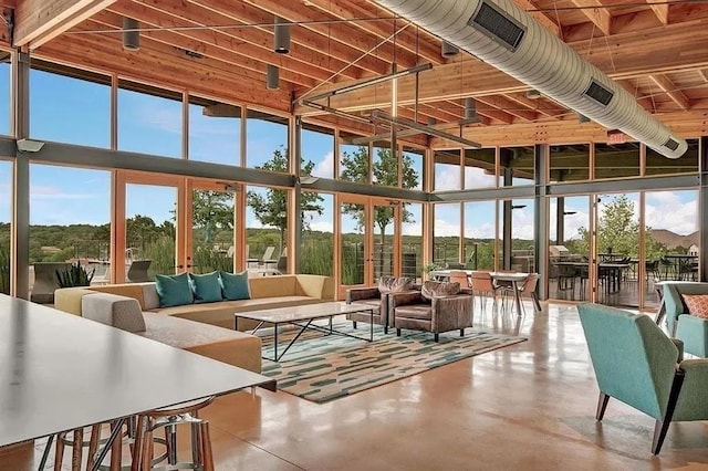 sunroom / solarium with french doors and visible vents