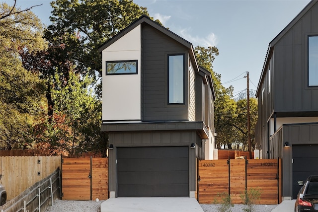 modern home featuring a garage