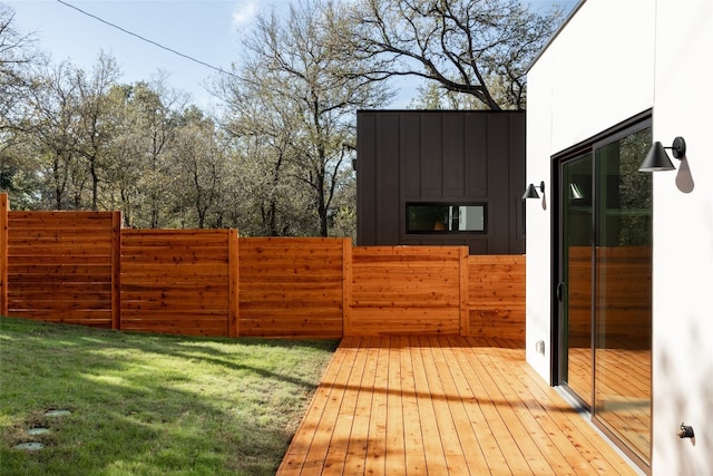 view of yard with a wooden deck