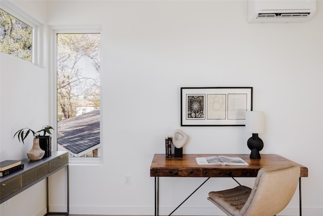 home office with an AC wall unit