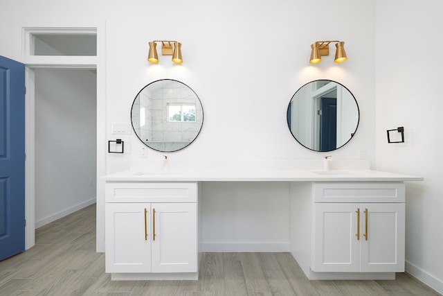 bathroom featuring wood-type flooring and vanity