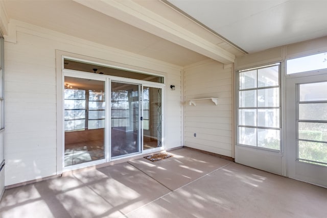 view of unfurnished sunroom