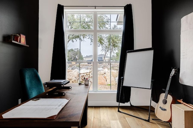 office area featuring light hardwood / wood-style floors