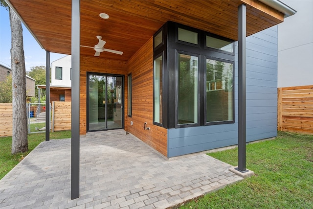 view of patio / terrace with ceiling fan