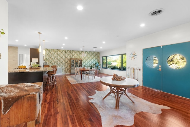 living room with wood-type flooring