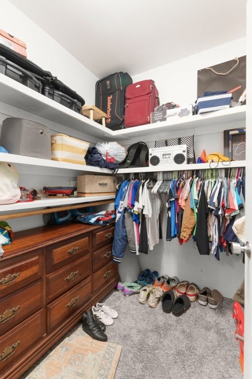 spacious closet featuring carpet floors