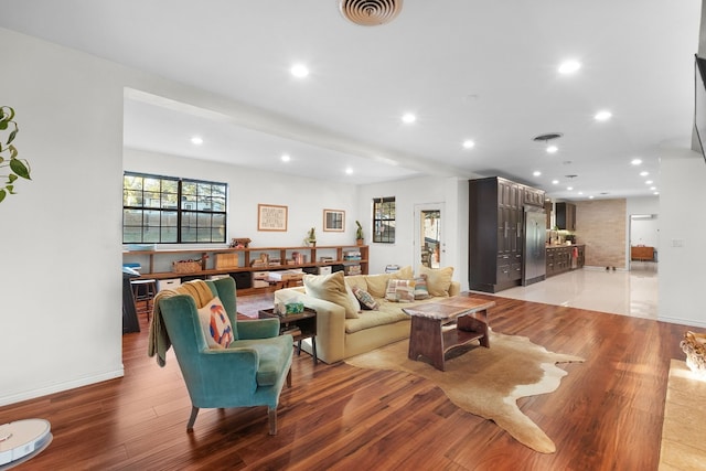 living room featuring wood-type flooring