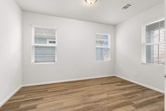 spare room featuring hardwood / wood-style floors and a wealth of natural light