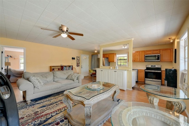 1137 Loop 163 Loop, Blanco, TX 78606 - living area featuring light wood-style floors and ceiling fan