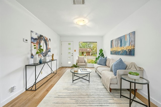 living area featuring light wood-type flooring