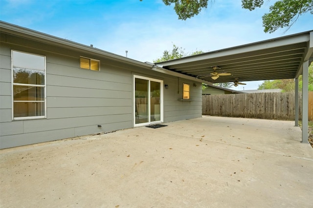 view of patio / terrace with ceiling fan