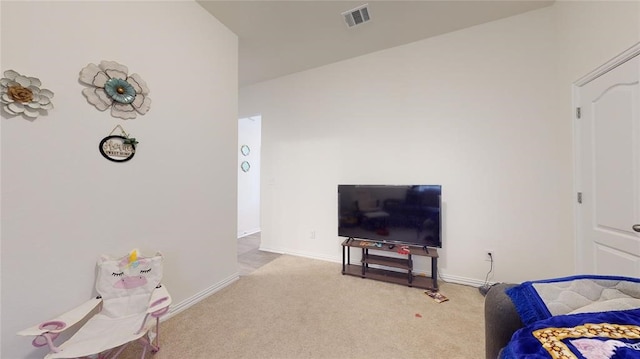 living room with light carpet