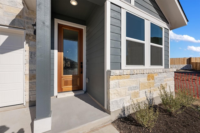 entrance to property with a garage