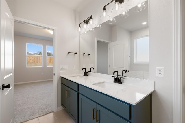 bathroom featuring vanity and tile patterned flooring