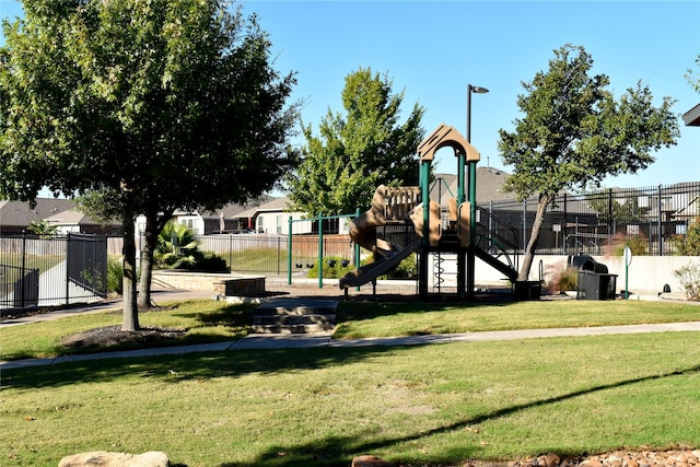 view of play area with a lawn