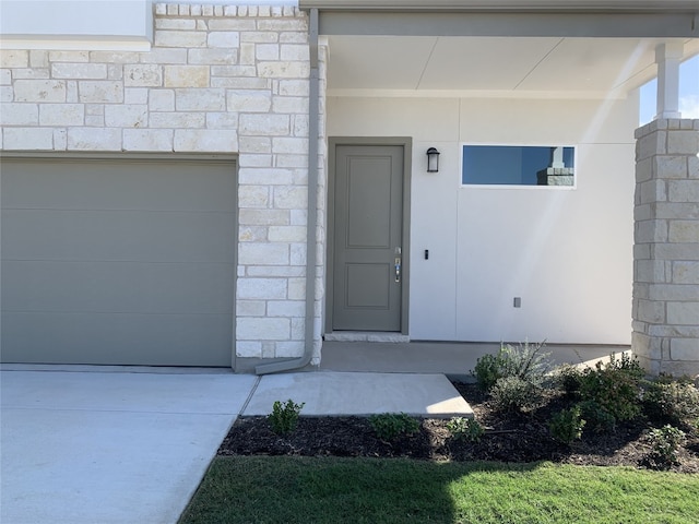 entrance to property with a garage