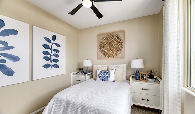 bedroom featuring ceiling fan