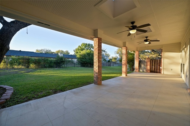 view of patio / terrace featuring ceiling fan