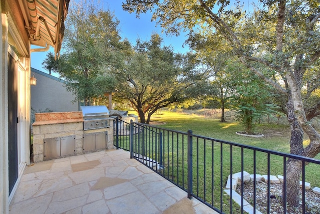 balcony with grilling area and exterior kitchen