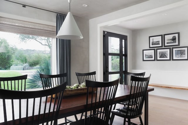 dining room with plenty of natural light and hardwood / wood-style flooring