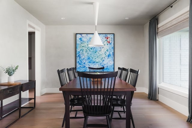 dining space featuring hardwood / wood-style floors