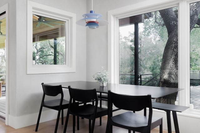 4101 Mcbrine Pl, Austin, TX 78746 - dining room featuring ceiling fan and wood finished floors