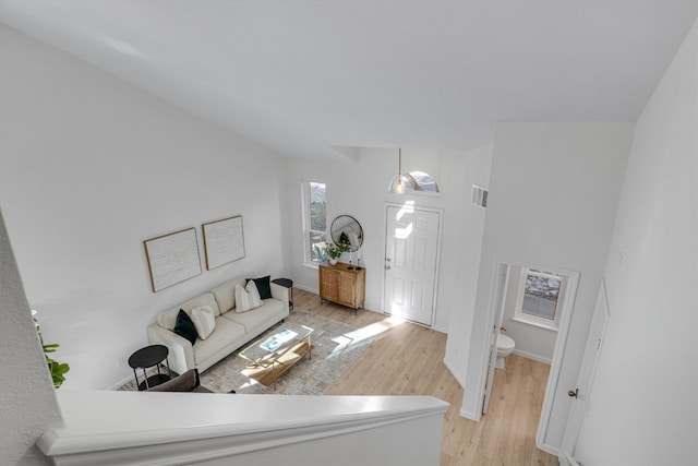 living room featuring light hardwood / wood-style flooring