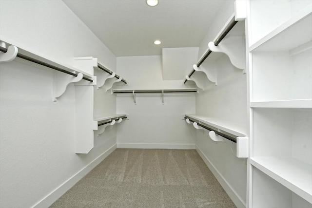 spacious closet with light carpet