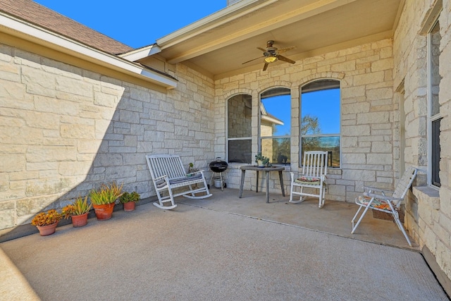 view of patio / terrace with ceiling fan