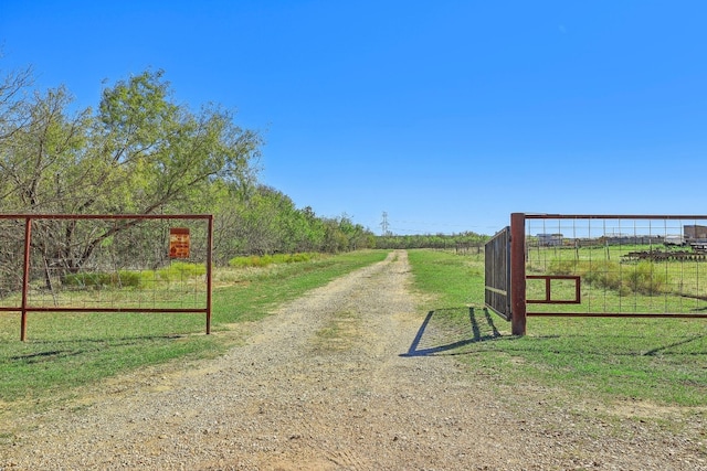 view of road with a rural view