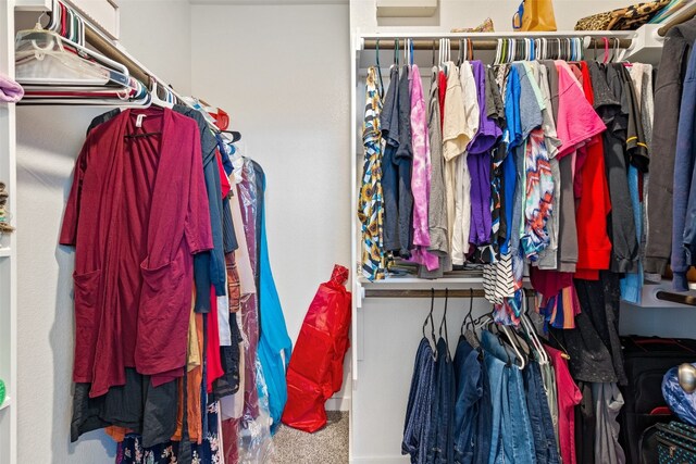 spacious closet with carpet