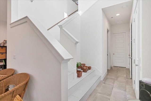 8922 Menchaca Rd Unit 906, Austin, TX 78748 - staircase featuring recessed lighting