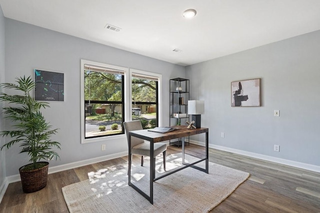 office featuring dark wood-type flooring