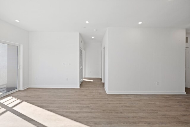 spare room featuring wood-type flooring