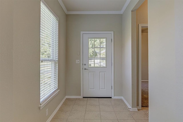 401 Bonham Loop, Georgetown, TX 78633 - entryway with a healthy amount of sunlight, light tile patterned floors, and ornamental molding