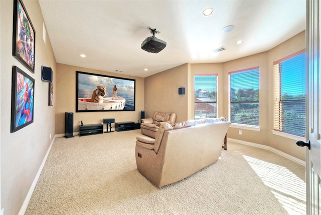 view of carpeted cinema room