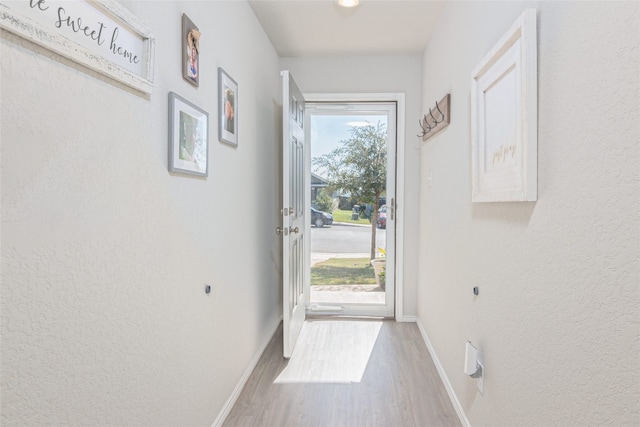 doorway with light hardwood / wood-style floors