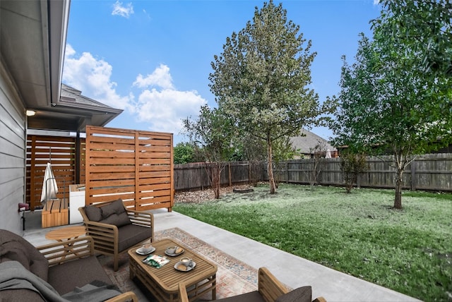 view of patio with an outdoor hangout area