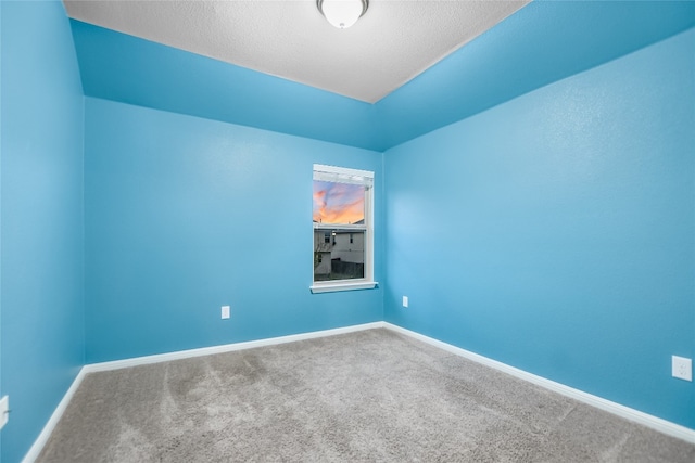 spare room with carpet flooring and a textured ceiling