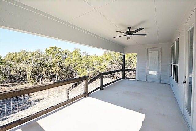 view of patio / terrace featuring ceiling fan